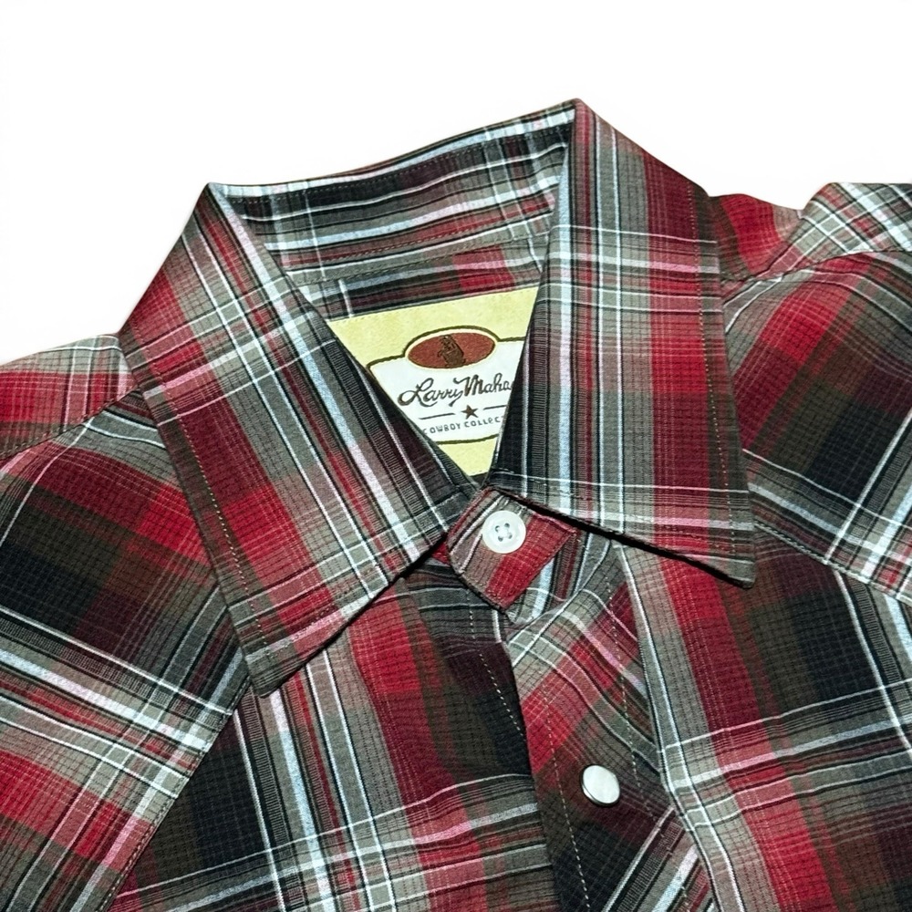 Larry Mahan Cowboy Collection Men's Plaid Pearl Snap Shirt Medium